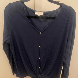 cozy knit LOFT pullover button down sweater, size L
